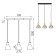 Suspended lamp RIVOLI KASSANDRA 3118-303 3CH14, 40W, black, brass