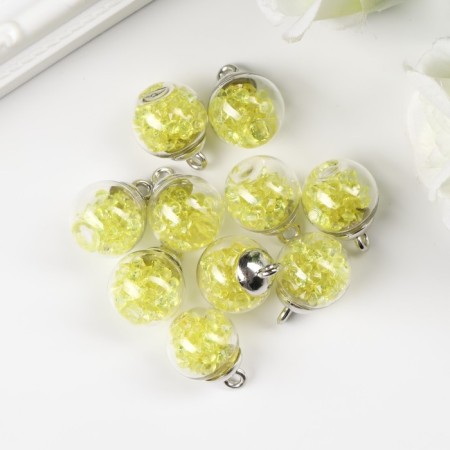 Suspension decorative for creativity glass "ball - pebbles" green d = 1.6 cm set 10 pcs