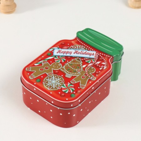 Casket Metal "Bank with cookies" red 15.5x10x5.5 cm-2