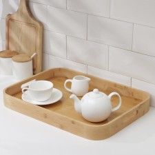 Tray with handles of the share Striata, 46 × 33 × 4.5 cm, bamboo