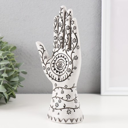 Souvenir Polystone "Hand of Fatima. Flower pattern. Hams" White 9.5x6x21 cm-3