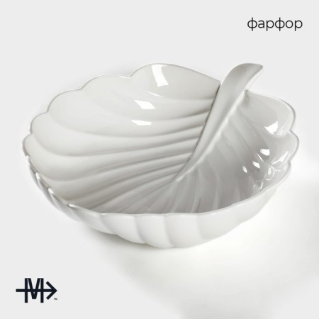 Porcelain salad Magistro "Blanche. Sheet ", 1.2 l, d = 27.5 cm, white color-1