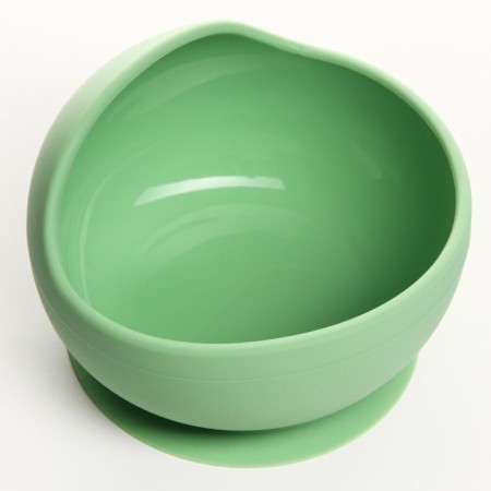 Baby plate on a suction cup, silicone, green color-3