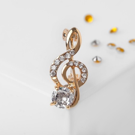Brooch "Violin key" mini, inspiration, white color in gold-1