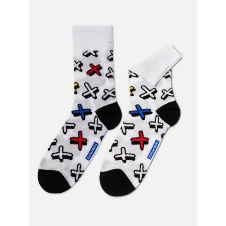 Men's cotton socks Diwari happy "crosses", size 27, white color