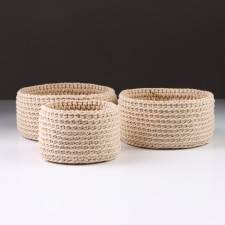 A set of knitted baskets, 3 pcs, polyester fiber, beige