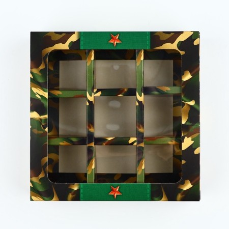 Box for 9 sweets with cells “February 23” 14.5 x 14.5 x 3.5 cm-1
