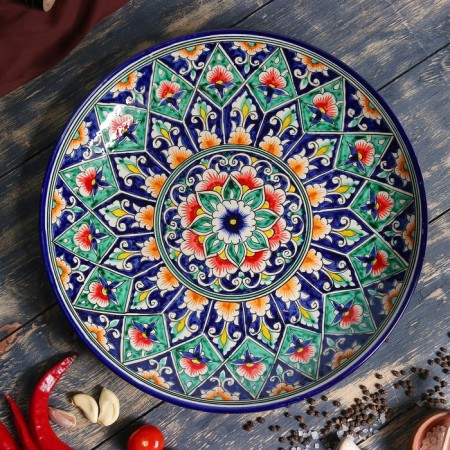 Largan Rishtan ceramics "Flowers", 32 cm, blue-1