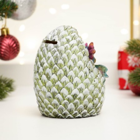 Piggy bank "Dragon in an egg with coins" Blue, 9x9x10.5cm-3