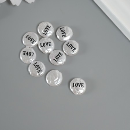 Busina for creativity plastic "Pearl Circle - Love" Set 10pcs 0.3x1.2x1.2 cm-2