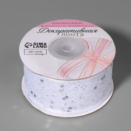 The tape is decorative, with glitter, 38 mm, 9 ± 0.5 m, white/silver color-1