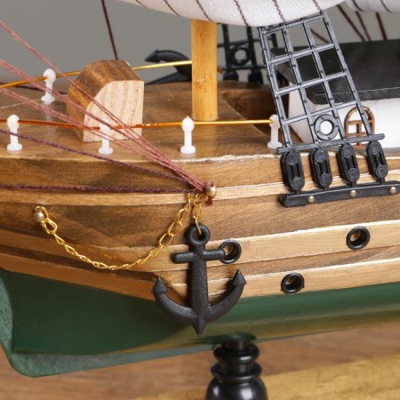 Ship "Odyssey" with white sails, green-brown corps, 58*8*48cm-5