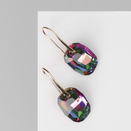 Earrings with rhinestones "Illusion" oval, color mix-2