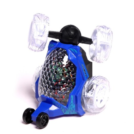 Crowded radio -controlled "Strokach", wheels backlight, works from the battery. Blue color-3