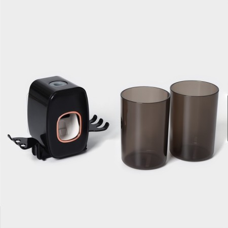 Holder for toothbrushes with a toothpaste, a glass of 2 pcs, 20 × 10.2 × 6.2 cm, black color-6