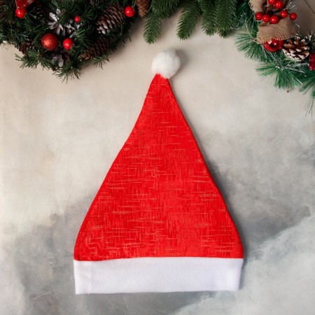 New Year's cap "Festive strokes" 28x37 cm, red