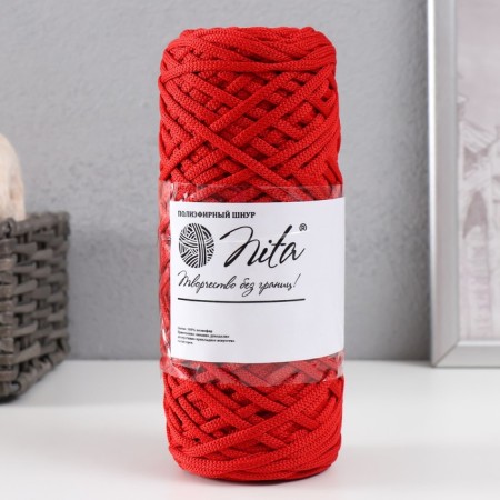 Knitting cord 100% polyester, width 3 mm 100m (red)