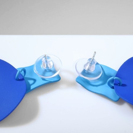 Earrings Metal "brightness" geometry, blue color-2