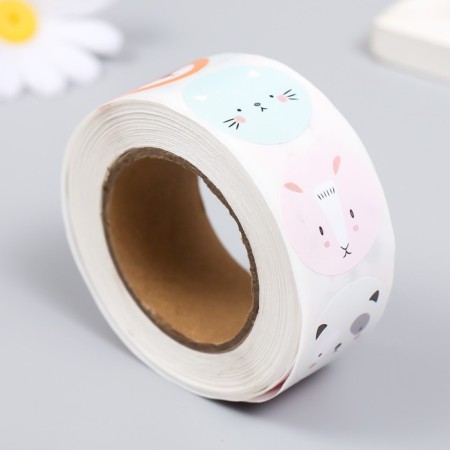 Stick Paper "Beast - Round Muzzles" D = 2.5 cm 500 pcs in a roll 3x6.5x6.5 cm-1