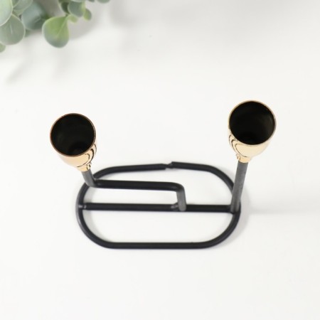 Summary Metal for 2 Candles "Pers" black with gold 12.7x5.8x20.5 cm-5