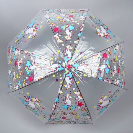 Umbrella - semi -automatic cane "unicorns", 8 spokes, r = 43 cm, color mix-8