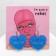 Acrylic SHUT UP earrings, heart, white-blue color