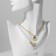 Piece "chain" pearl thread, amulet, white color in gold, 45 cm
