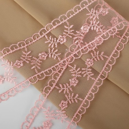 Lace on a grid, 50 mm × 11 ± 1 m, pale pink color-1