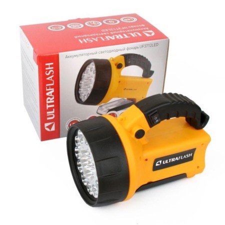 Battering Lanter UF3712LED 19LED battery. 4V 2A.h 220V/12V plastic. yellow. (Cor.) Ultr