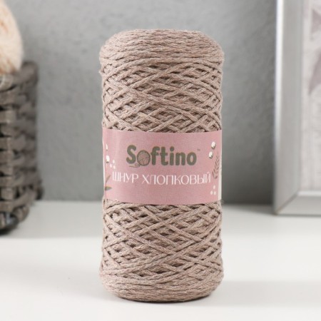 Knitting cord without a core 70% cotton, 30% polyester 1mm 200m/60 ± 10g (04-dark beige)-3