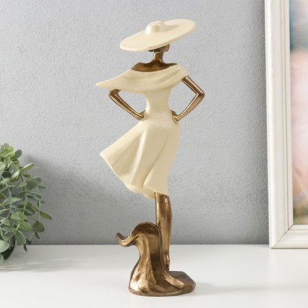 Polystone souvenir "Girl in a wide -brimmed hat" Sand with bronze 11x8.5x30 cm-3