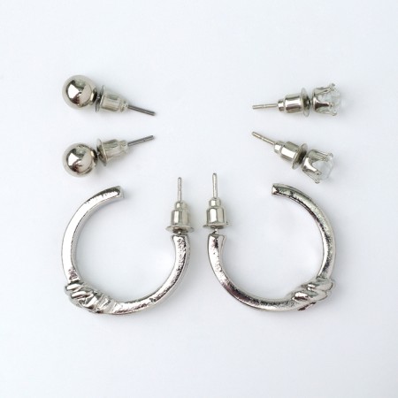 Set 4 objects: 3 pairs of earrings, 1 bracelet "Shine" Fund, white color in silver-1