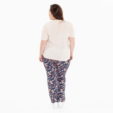 Female pants with print, blue color, size 56-4