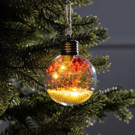 Fir -tree ball "Pink dry flowers", batteries, 5 LED, glow warm white-2