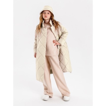 Пальто стёганое для девочек AmaroBaby TRENDY, рост 146-152 см, цвет молочный-13