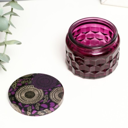 Bank for candles glass with a lid "Sot" Fiolet 5x7x7 cm, mix-2