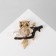 Brooch "Eagle" on a branch, black and white color in yellow gold