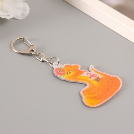 Acryl keychain "A snake with an ice cream mug and a flower on the head" 4.4x5.5 cm-1