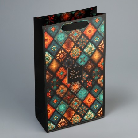 Gift package for two bottles, packaging, "Best Wishes", 35 x 20 x 9 cm-4