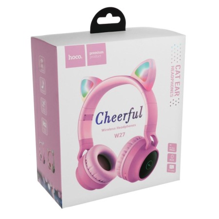 Hoco W27 headphones, wireless, invoices, microphone, BT 5.0, 300 mAh, backlight, pink-8