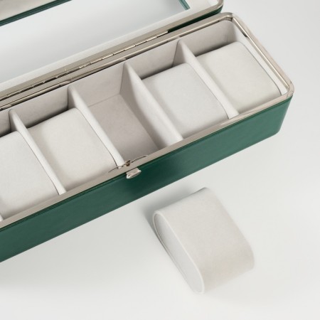 The casket to the leatherette to the clock 6 "Green" 9.5x30.5x8 cm-2