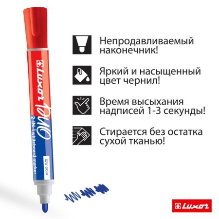 Marker for white boards Luxor Duorite, 1-3 mm, bilateral, bullet, blue/red-1