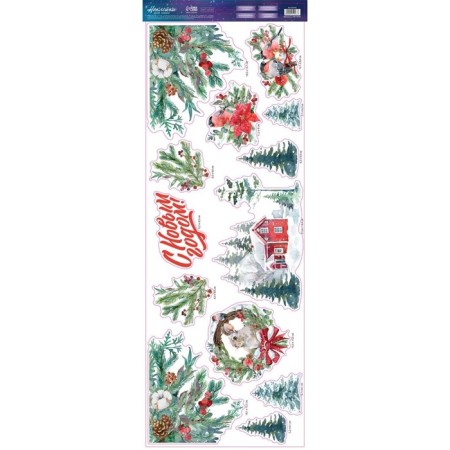 Vinyl stickers on the windows "New Year's village", reusable, 70 x 25 cm, New Year-4