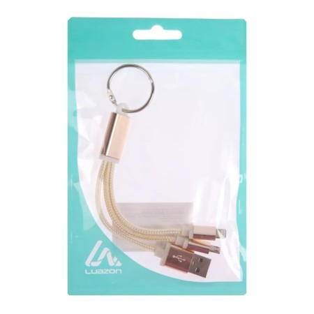 Кабель 2 в 1 Luazon, microUSB/Lightning - USB, 1 А, в виде брелка, золотистый-4