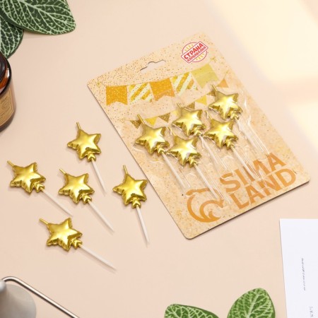 A set of candles for the cake. 5 pcs "Air Ball. Star", golden-1