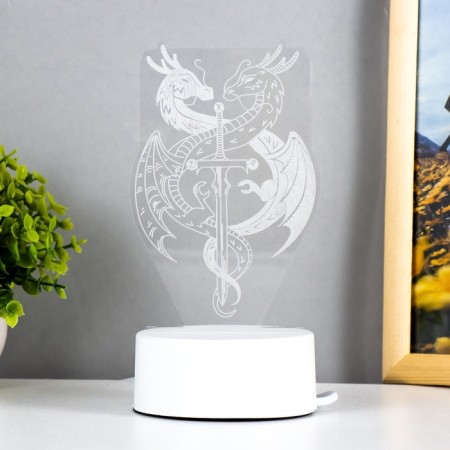 Lamp "Two Dragons" LED white 10x9.5x16 cm-4