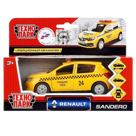 Metal Metal "Renault Sandero Taxi" 12cm, doors open, inertial-1