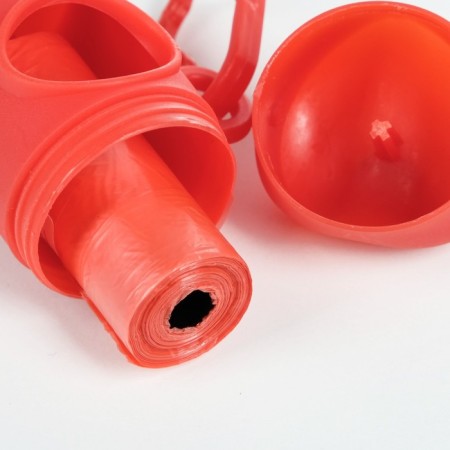 Container-button with cleaning bags (roll 15 bags 29x21 cm), red-2