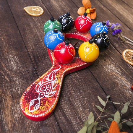 Musical instrument Marakas with balls and plates rainbow 25x13x5 cm mix-7