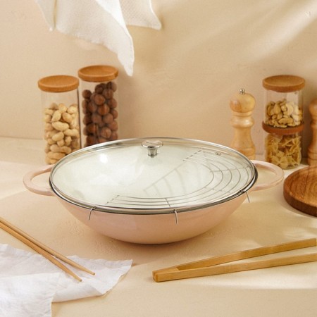 Cast iron frying pan with enameled coating SL Home, D = 36 cm, h = 10 cm, complete with sticks-7